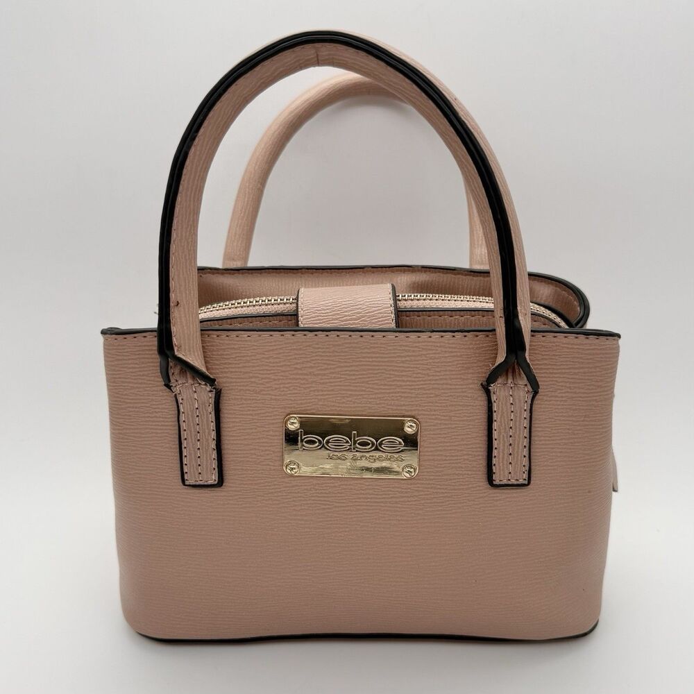 bebe Los Angeles AUBREY Micro Mini Satchel Shopper Rose Pink Purse Handbag READ